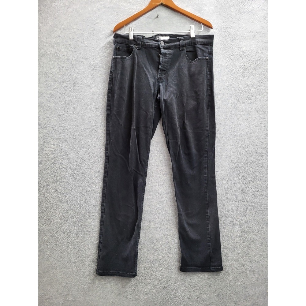 RUDE Men Jeans 34X32 Black Denim Slim Straight Grunge 30" Inseam